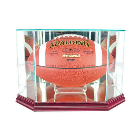 Octagon Football Display Case- Cherry