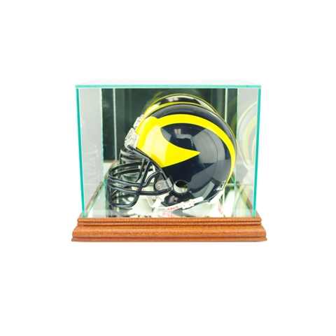 Mini Football Helmet Display Case- Walnut