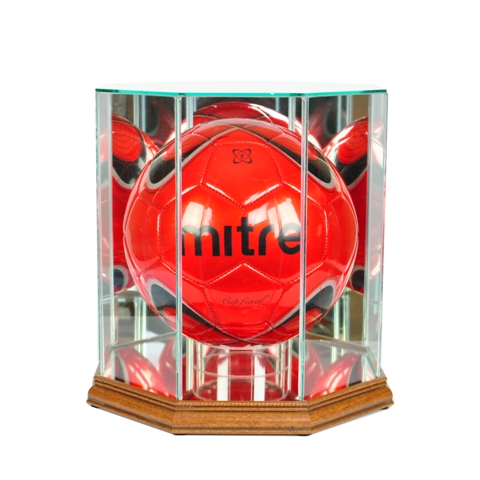 SBL-W Octagon Soccer Ball Display Case- Walnut