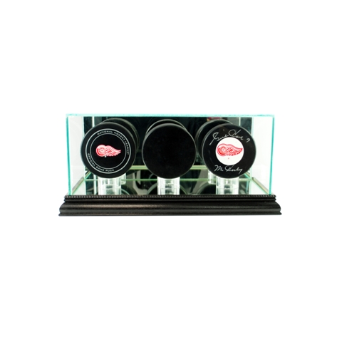 Triple Hockey Puck Display Case- Black