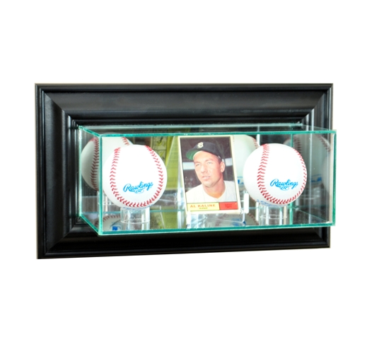 WMCRDDB-B Wall Mounted Card and Double Baseball Display Case- Black