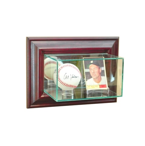 WMCRDSB-C Wall Mounted Card and Baseball Display Case- Cherry