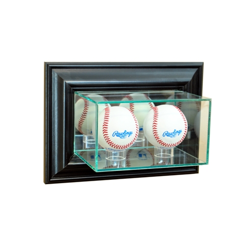 WMDBBS-B Wall Mounted Double Baseball Display Case- Black