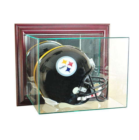 Wall Mounted Football Helmet Display Case- Cherry