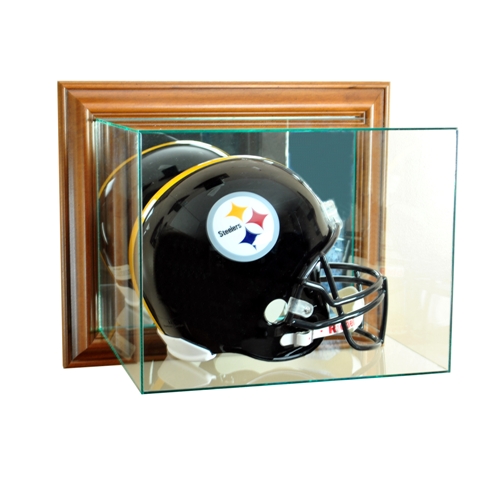 Wall Mounted Football Helmet Display Case- Walnut
