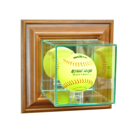 WMSFT-W Wall Mounted Softball Display Case- Walnut
