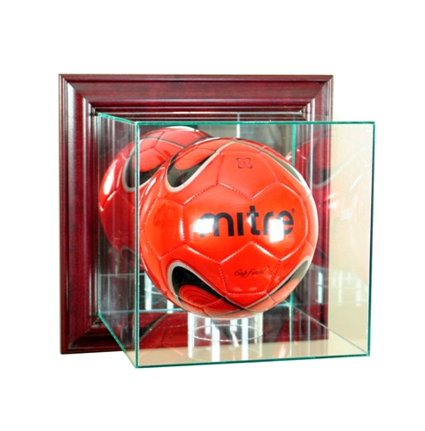 WMSOC-C Wall Mounted Soccer Display Case- Cherry