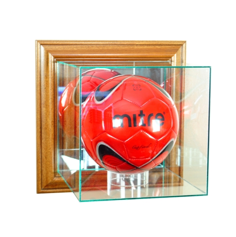 WMSOC-W Wall Mounted Soccer Display Case- Walnut