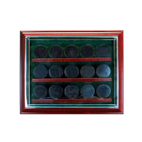 PC-15PCKCB-C 15 Hockey Puck Cabinet Style Display Case- Cherry