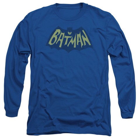 Batman-Show Bat Logo - Long Sleeve Adult 18-1 Tee - Royal- Medium