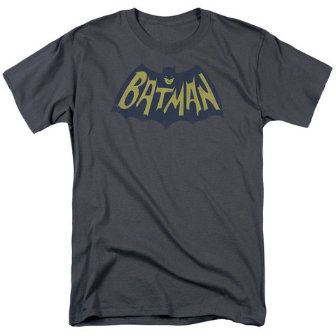 Batman-Show Bat Logo - Short Sleeve Adult 18-1 Tee - Charcoal- Medium
