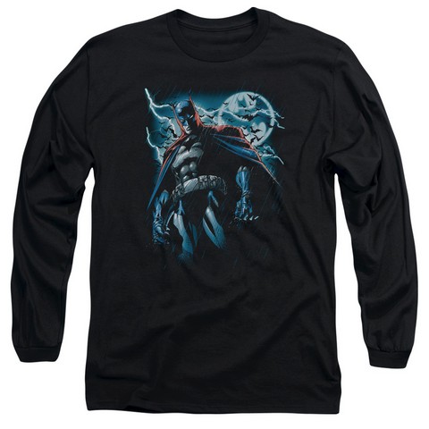 Batman-Stormy Knight - Long Sleeve Adult 18-1 Tee - Black- Medium