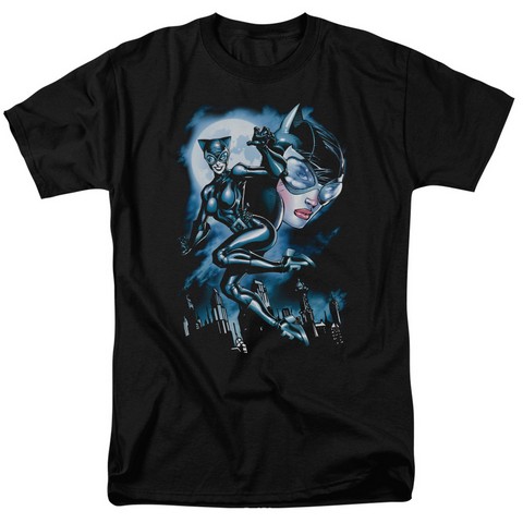 Batman-Moonlight Cat - Short Sleeve Adult 18-1 Tee - Black- Medium