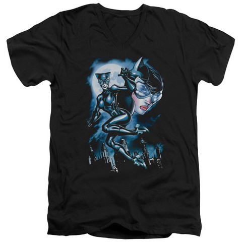 Batman-Moonlight Cat - Short Sleeve Adult 30-1 Tee - Black- 2X