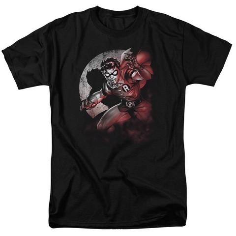 Batman-Robin Spotlight - Short Sleeve Adult 18-1 Tee - Black- Large