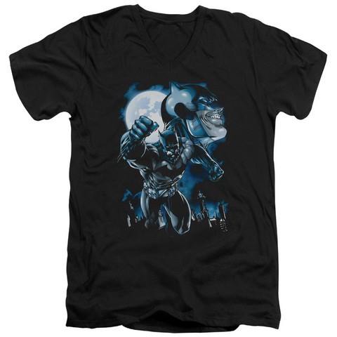 Batman-Moonlight Bat - Short Sleeve Adult 30-1 Tee - Black- Extra Large