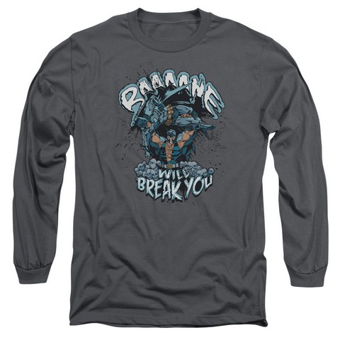 Batman-Bane Will Break You - Long Sleeve Adult 18-1 Tee - Charcoal- Medium