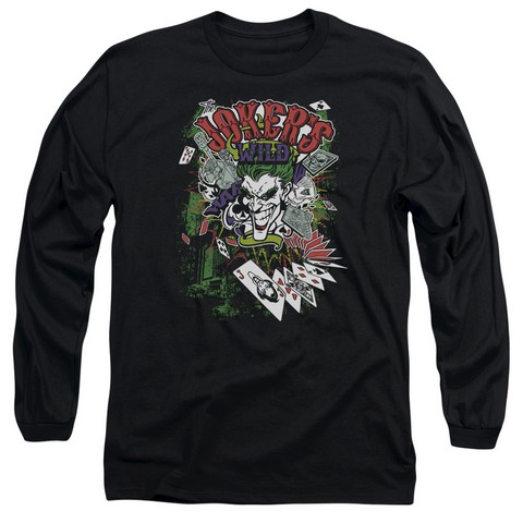 Batman-Jokers Wild - Long Sleeve Adult 18-1 Tee - Black- Medium