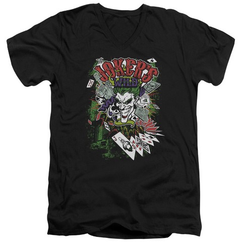 Batman-Jokers Wild - Short Sleeve Adult 30-1 Tee - Black- Medium
