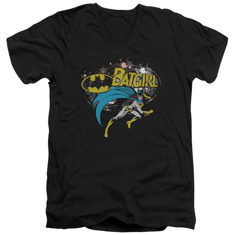 Batman-Batgirl Halftone - Short Sleeve Adult 30-1 Tee - Black- Medium