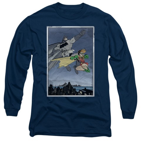 Batman-Dkr Duo - Long Sleeve Adult 18-1 Tee - Navy- Medium