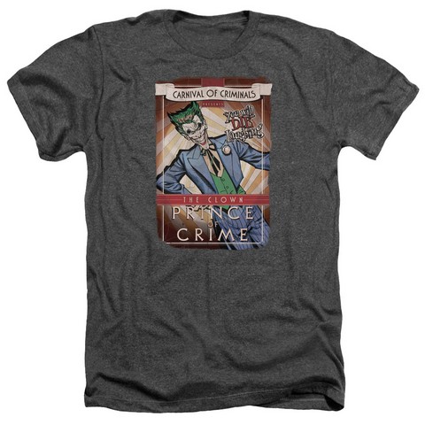 Batman-Clown Prince - Adult Heather Tee - Charcoal- Small