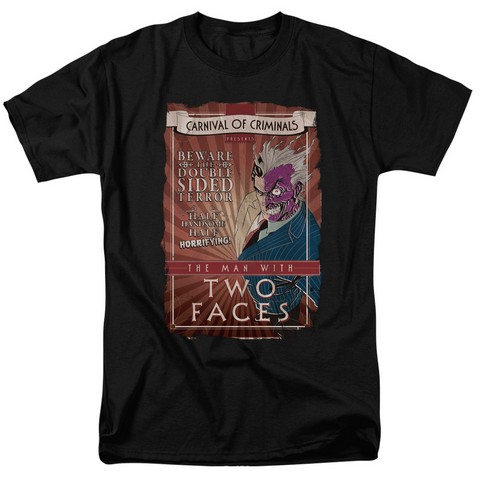 Batman-Two Faces - Short Sleeve Adult 18-1 Tee - Black- 5X