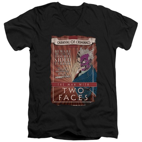 Batman-Two Faces - Short Sleeve Adult 30-1 Tee - Black- Small