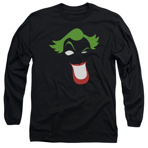 Batman-Joker Simplified - Long Sleeve Adult 18-1 Tee - Black- 2X