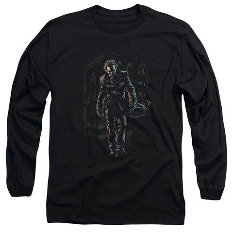 Batman-Joker Leaves Arkham - Long Sleeve Adult 18-1 Tee - Black- Medium