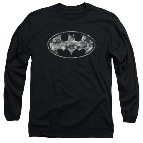 Batman-Urban Camo Shield - Long Sleeve Adult 18-1 Tee - Black- Medium