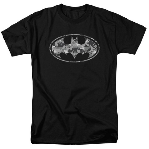 Batman-Urban Camo Shield - Short Sleeve Adult 18-1 Tee - Black- 2X