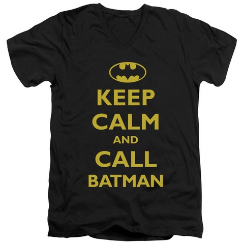 Batman-Call Batman - Short Sleeve Adult 30-1 Tee - Black- Extra Large