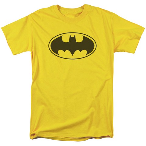 Batman-Black Bat - Short Sleeve Adult 18-1 Tee - Yellow, Large