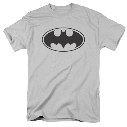 Batman-Black Bat - Short Sleeve Adult 18-1 Tee - Silver- 2X
