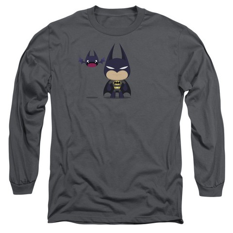 Batman-Cute Batman - Long Sleeve Adult 18-1 Tee - Charcoal- Extra Large