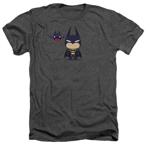 Batman-Cute Batman - Adult Heather Tee - Charcoal- 2X