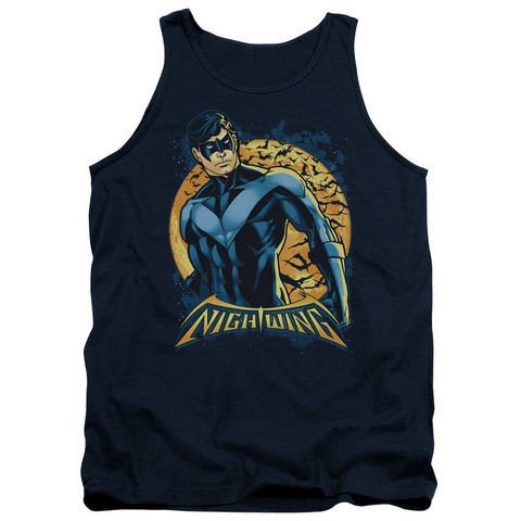 Batman-Nightwing Moon - Adult Tank Top - Navy- 2X