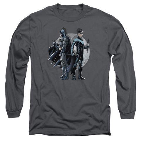 Batman-Spotlight - Long Sleeve Adult 18-1 Tee - Charcoal- Medium