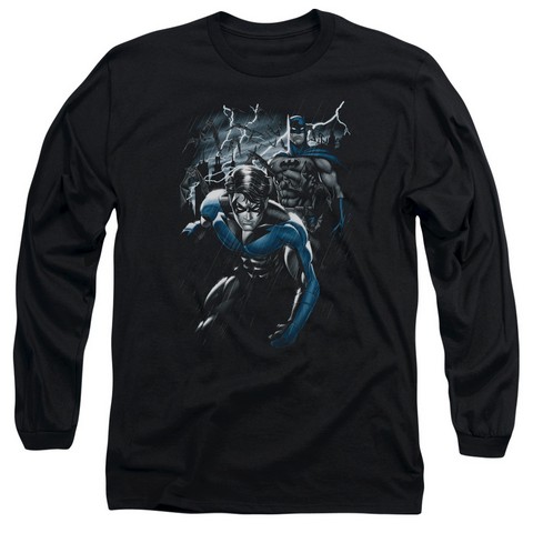 Batman-Dynamic Duo - Long Sleeve Adult 18-1 Tee - Black, Medium