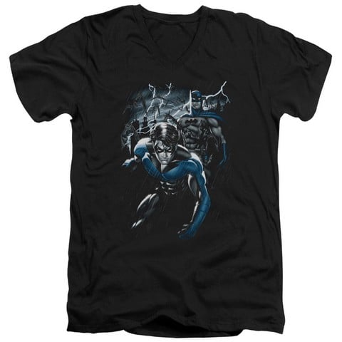 Batman-Dynamic Duo - Short Sleeve Adult 30-1 Tee - Black- Large