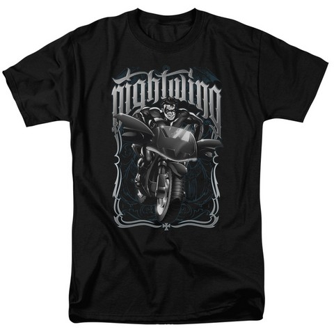 Batman-Nightwing Biker - Short Sleeve Adult 18-1 Tee - Black, Large