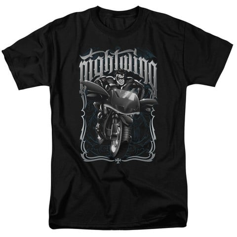 Batman-Nightwing Biker Short Sleeve Adult 18-1 Tee - Black - Extra Large