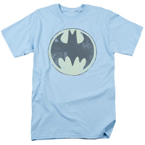 Batman-Old Time Logo - Short Sleeve Adult 18-1 Tee - Light Blue- 2X