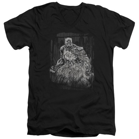 Batman-Pencilled Rain - Short Sleeve Adult 30-1 Tee - Black- Small