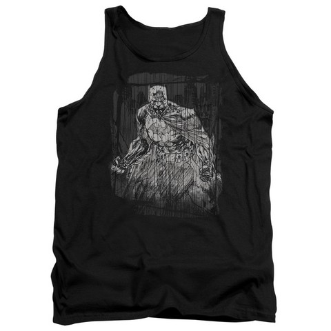 Batman-Pencilled Rain - Adult Tank Top - Black, Small
