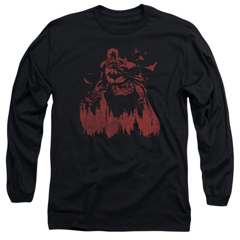 Batman-Red Knight - Long Sleeve Adult 18-1 Tee - Black- Medium