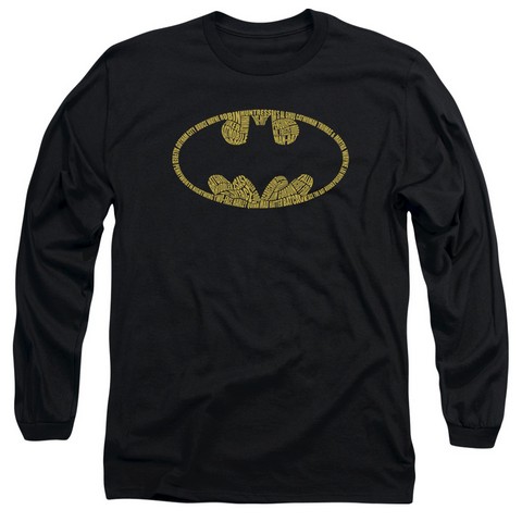 Batman-Word Logo - Long Sleeve Adult 18-1 Tee - Black- Medium