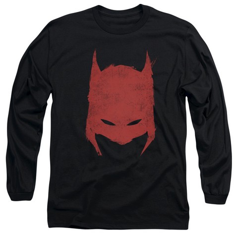 Batman-Hacked & Scratched - Long Sleeve Adult 18-1 Tee - Black- Small