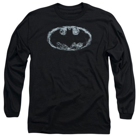 Batman-Smoke Signal - Long Sleeve Adult 18-1 Tee - Black- Medium